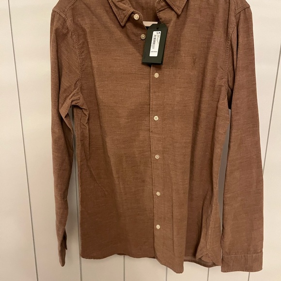 NWT All Saints Ramskull Textured Button Down Dress Shirt New - Picture 2 of 5